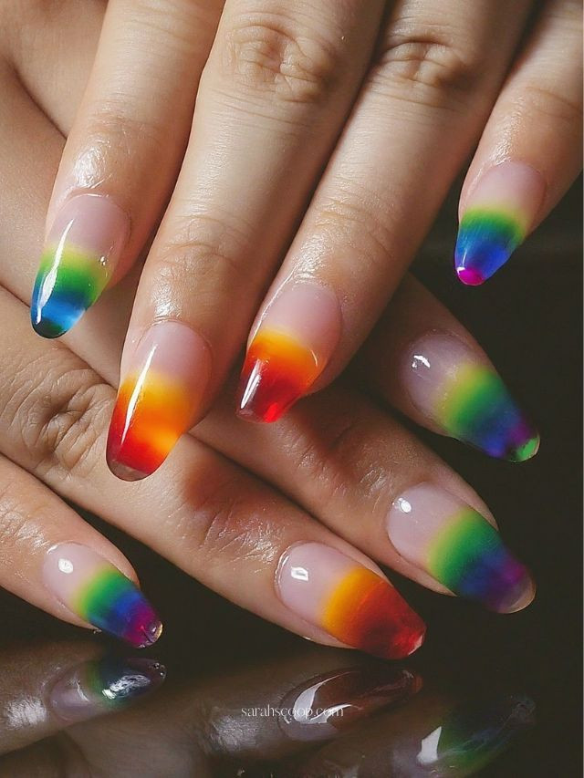 Sheer Rainbow Gradient French Tips Sheer Rainbow Gradient French Tips — Rainbow Rave Nails 2027