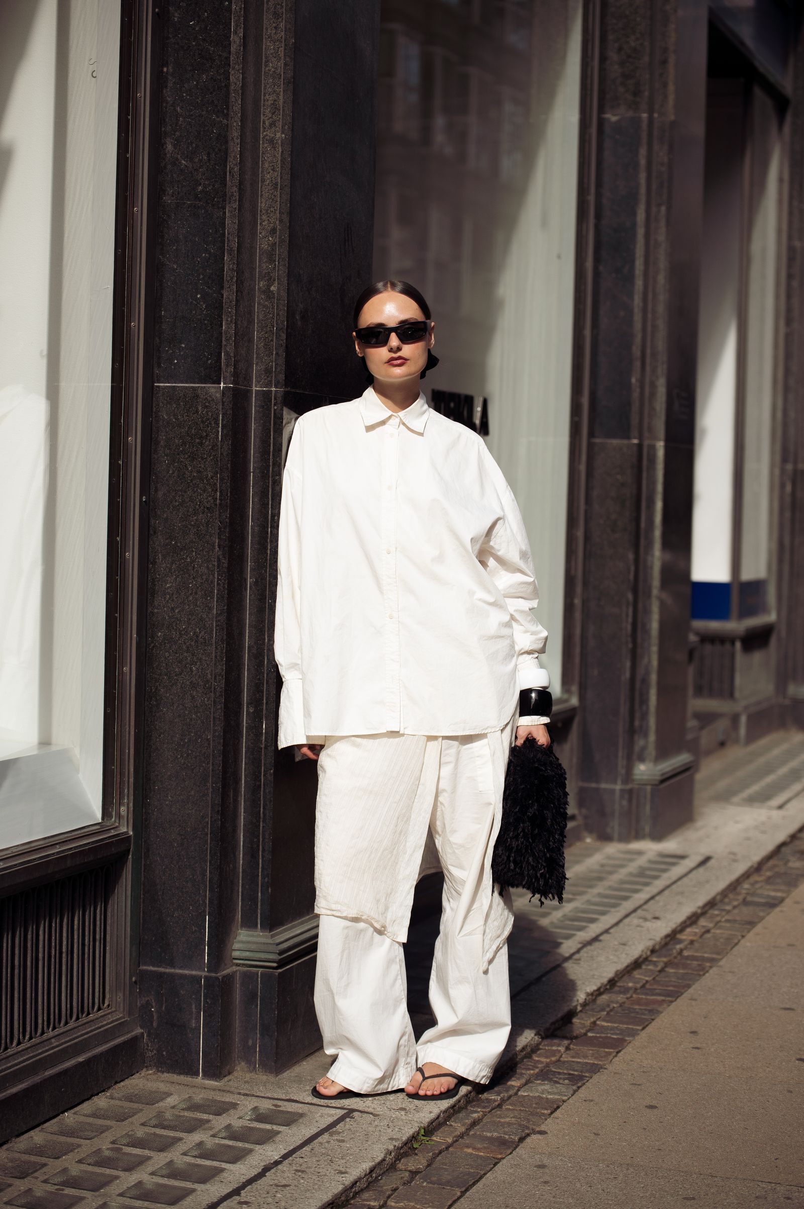 Monochromatic White Shirt and Cream Trousers — Oversized Shirt Outfits 2027