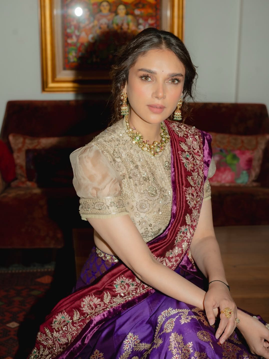 Sheer Embellished Puff Sleeve Blouse with Jewel-Toned Sari Sheer Embellished Puff Sleeve Blouse with Jewel-Toned Sari — Puff Sleeve Blouse Outfits 2027