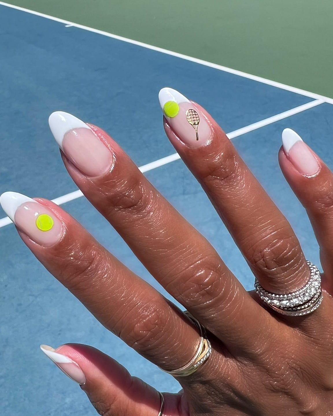 Elegant French Tips With Tennis Charm Elegant French Tips With Tennis Charm — Tennis Nails Team Colors 2027