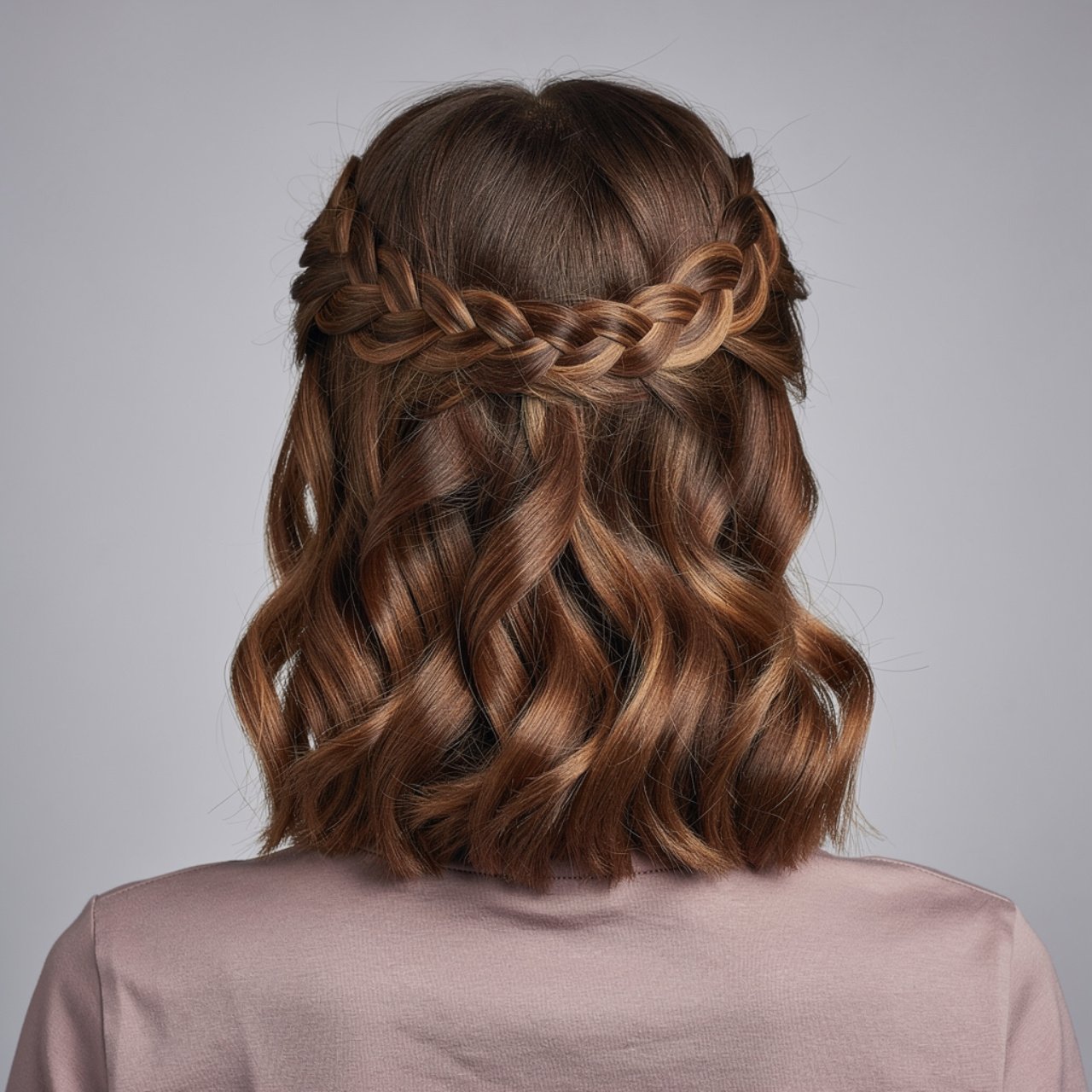 Shoulder-Length Medium Brown Braided Crown Half-Up Shoulder-Length Medium Brown Braided Crown Half-Up — Prom Hairstyles 2027 for Medium Hair