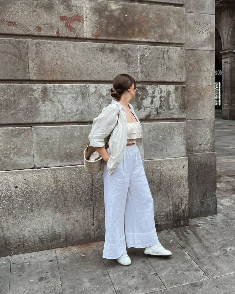 Linen Co-ord: Effortless White Shirt and Wide-Leg Trousers — Barcelona Outfits 2027