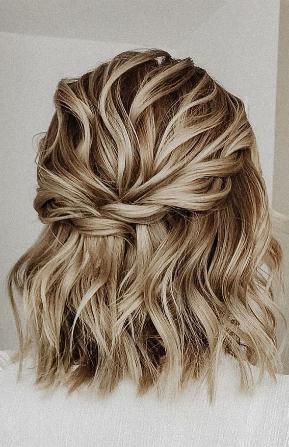 Shoulder-Length Blonde Half-Up Twist Shoulder-Length Blonde Half-Up Twist — Wedding Hairstyles 2027 for Short Hair
