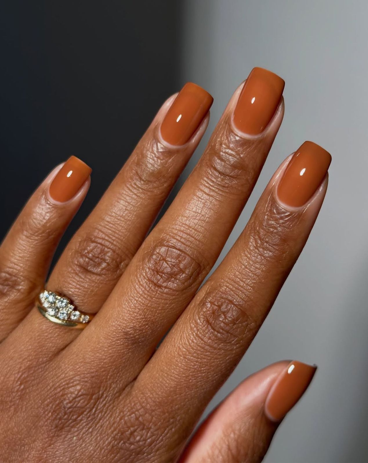 Vibrant Terracotta Orange Glossy Nails Vibrant Terracotta Orange Glossy Nails — Winter Nail Colors 2027 for Dark Skin