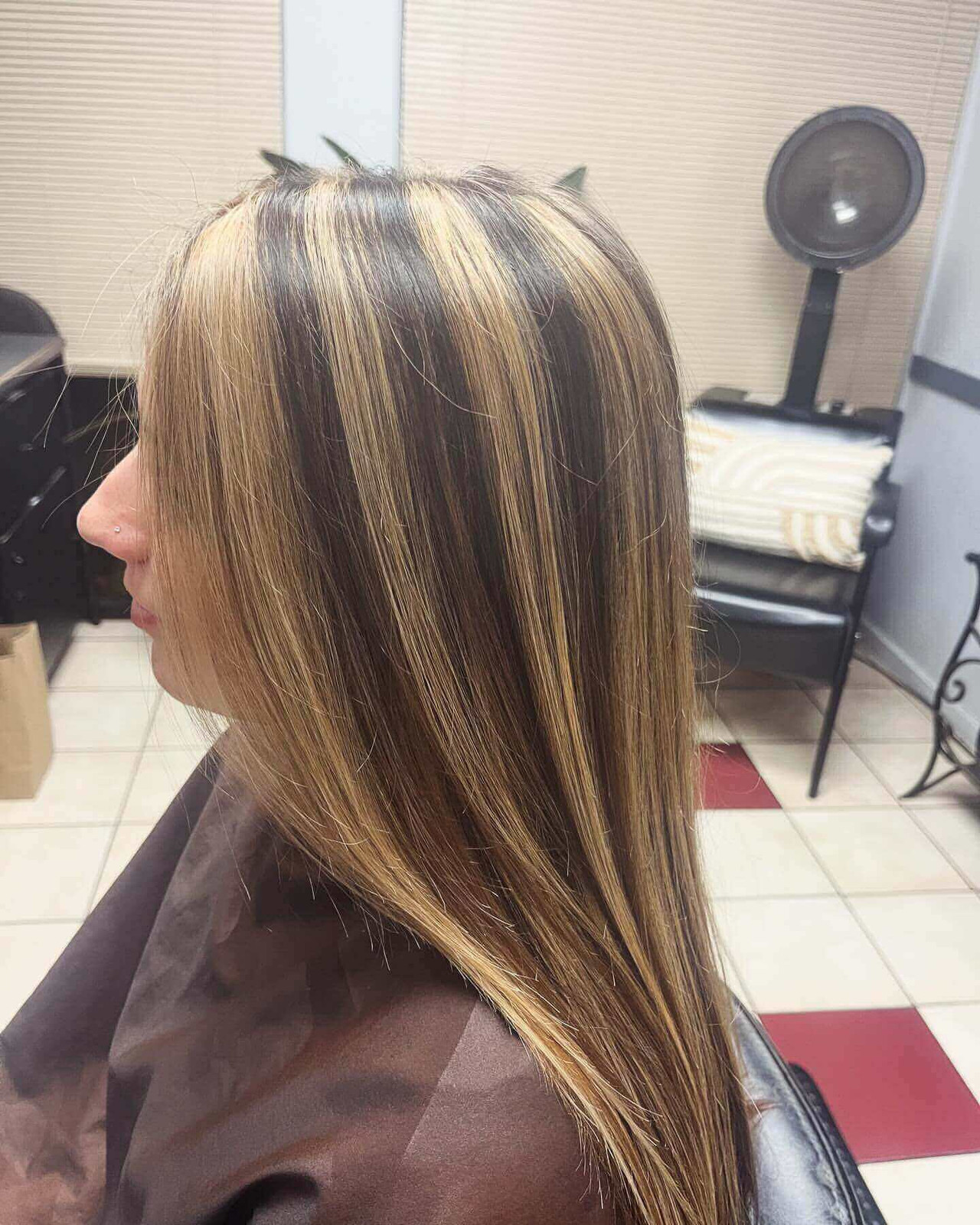 Bold Contrast on Long Straight Hair Bold Contrast on Long Straight Hair — Chunky Blonde Highlights on Brown Hair 2027