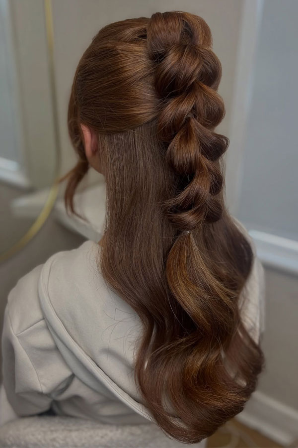 Medium Brown Braided Hairstyle With Wavy Flow Medium Brown Braided Hairstyle With Wavy Flow — Formal Hairstyles 2027