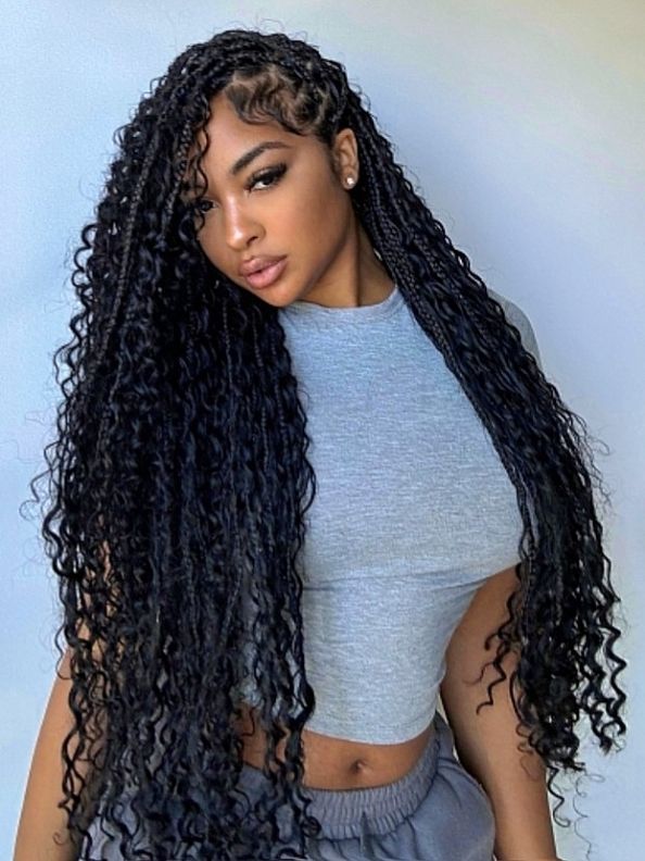 Mid-Back Long Voluminous Curly Braids Mid-Back Long Voluminous Curly Braids — Braided Hairstyles 2027 with Curls