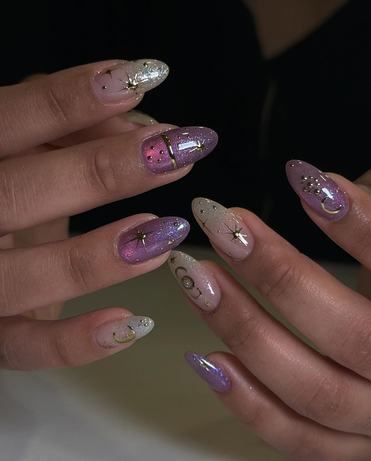 Shimmer Glitter Visual Idea — Moon and Stars Nails 2027