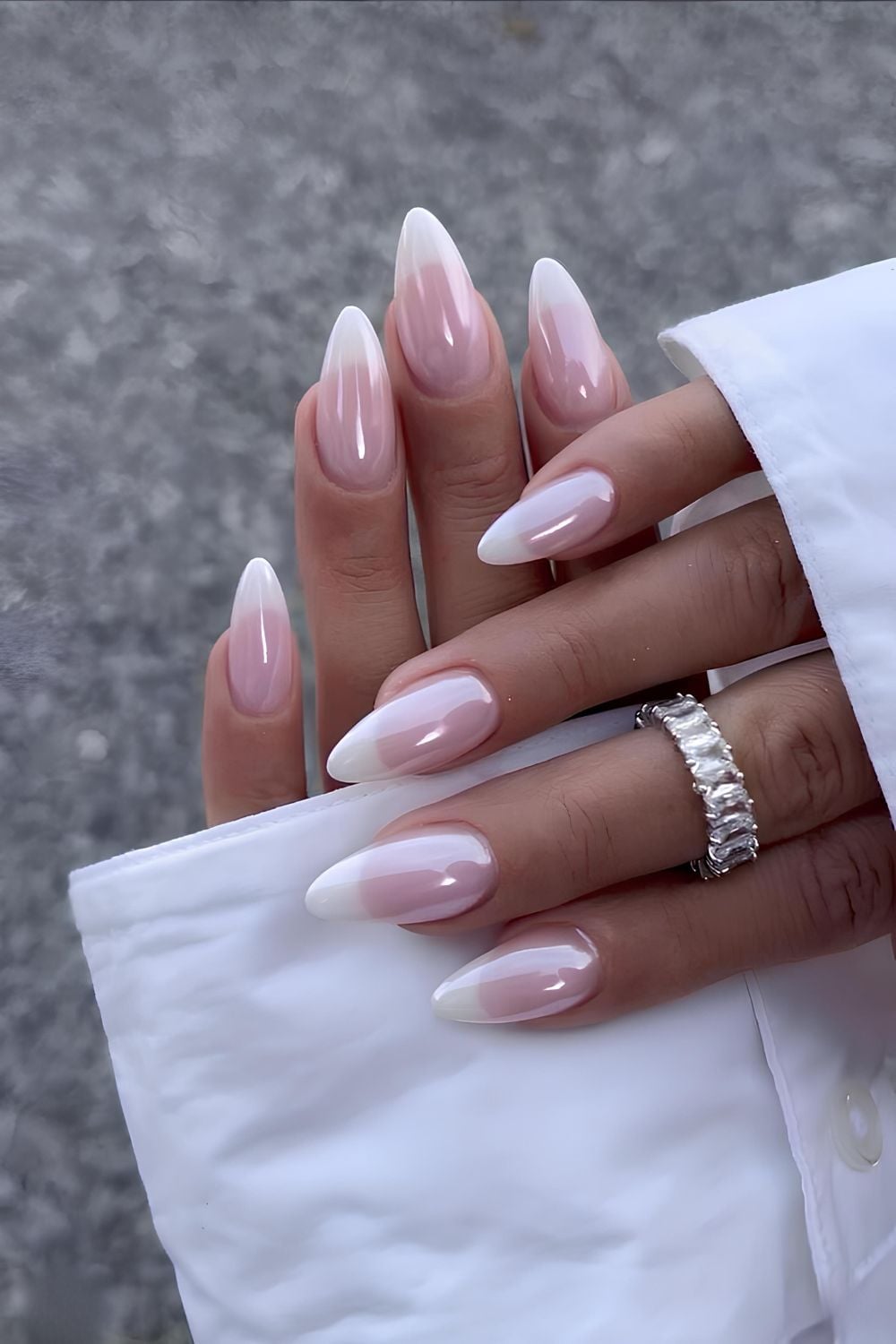 Medium Stiletto Glossy White French Medium Stiletto Glossy White French — White French Tip Nails 2027