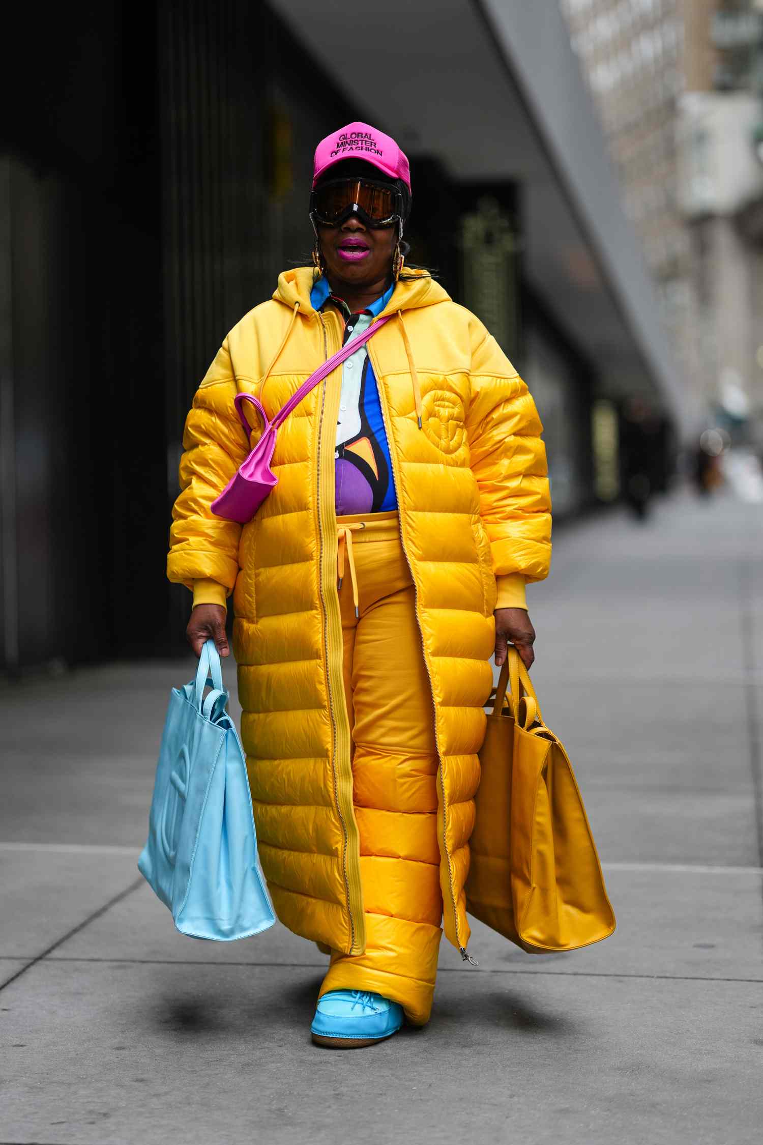 Shiny Yellow Puffer Takes Center Stage Shiny Yellow Puffer Takes Center Stage — Winter Colorful Outfits 2027
