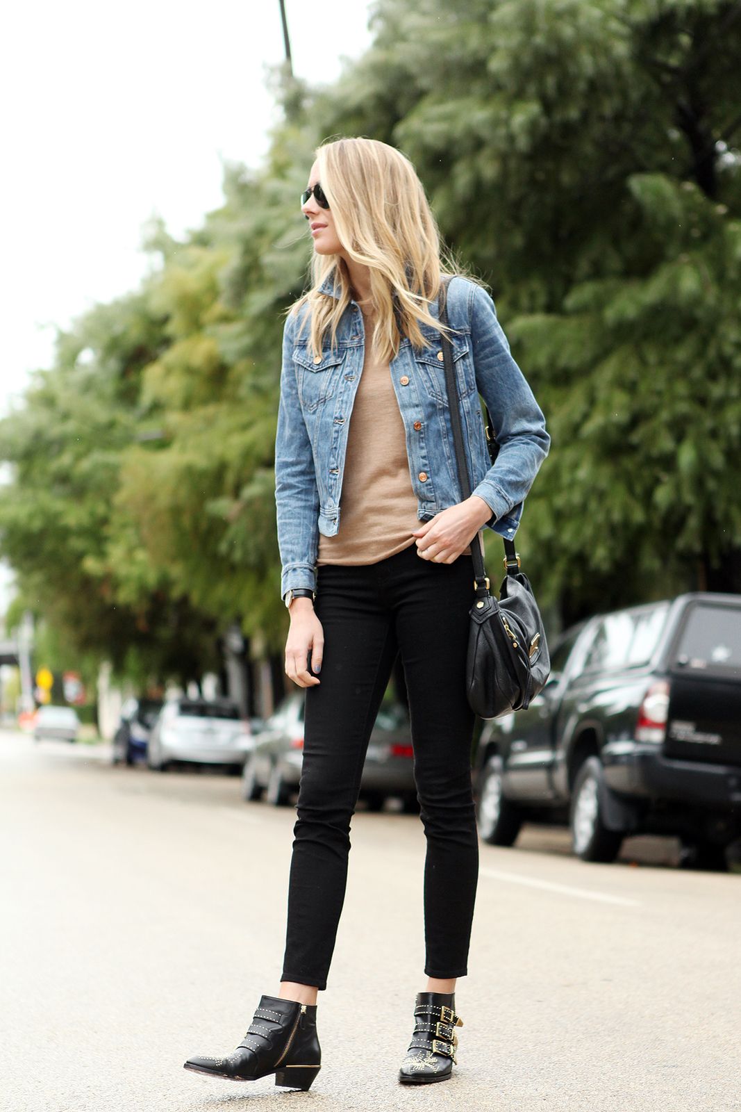 Fitted Blue Denim Jacket with Skinny Jeans and Ankle Boots — Denim Jackets 2027