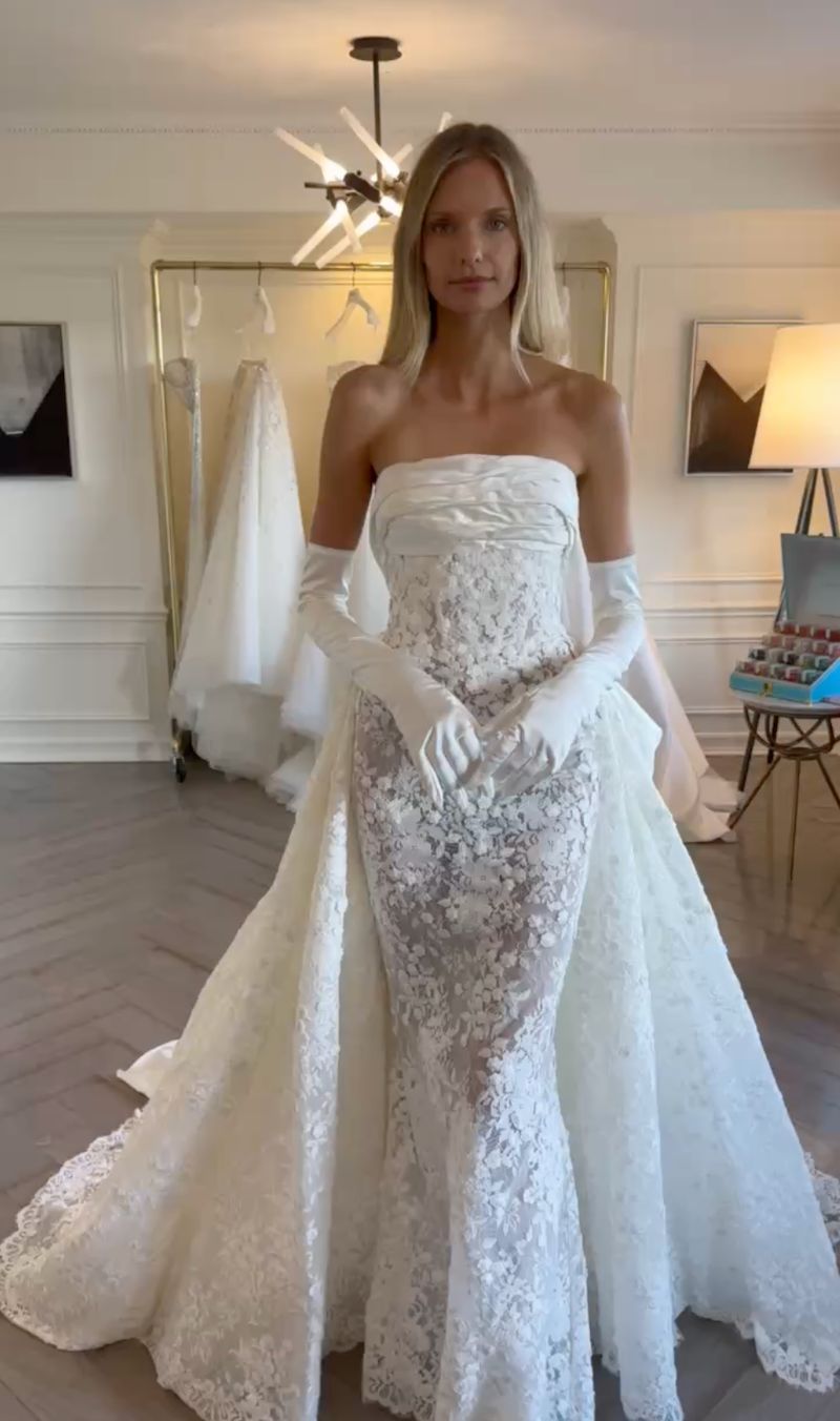 Lace Wedding Dress With Train Outfit Idea — Wedding Gloves Outfits 2027