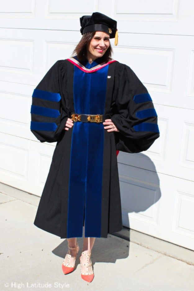Academic Regalia with Blue Trim and Gold Belt for a Speaker — Graduation Speaker Outfits 2027