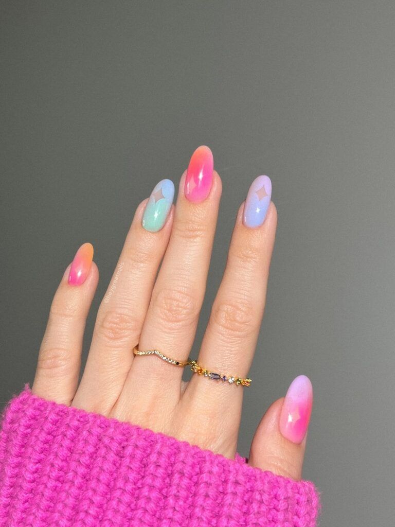 Glossy Vibrant Pastel Aura Oval Nails Glossy Vibrant Pastel Aura Oval Nails — Airbrush Nails 2027