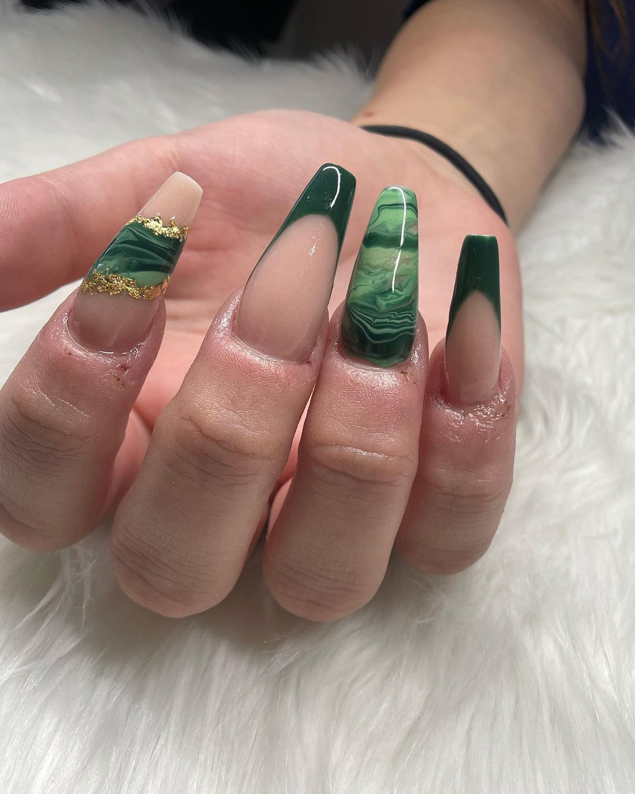 Deep Emerald Green Sheer Nude Base Visual Idea Deep Emerald Green Sheer Nude Base Visual Idea — Emerald Prom Nails 2027