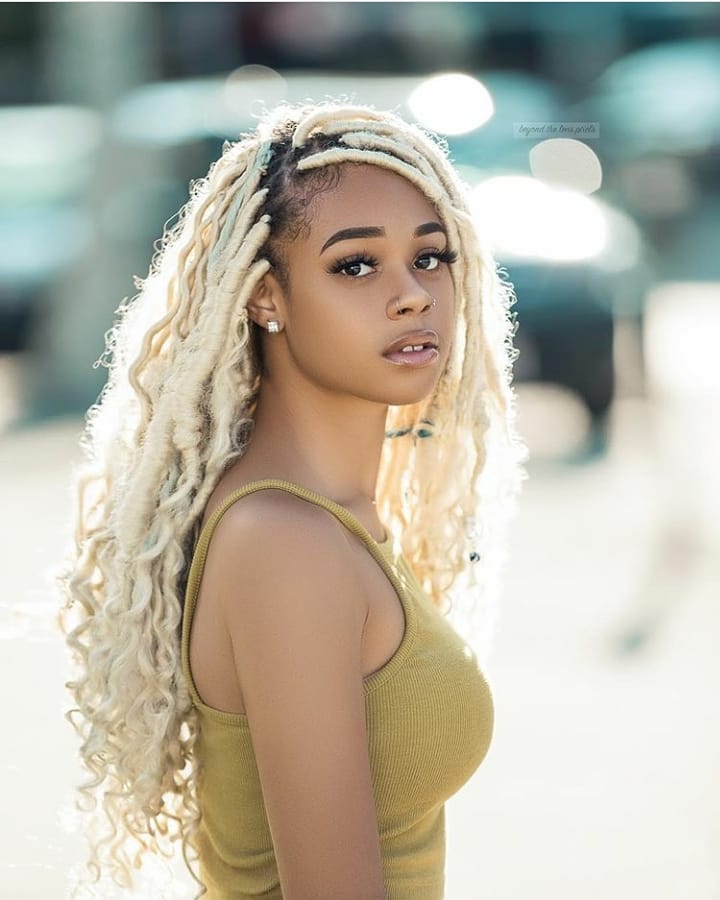 Mid-Back Wavy Blonde Faux Locs — Blonde Locs 2027