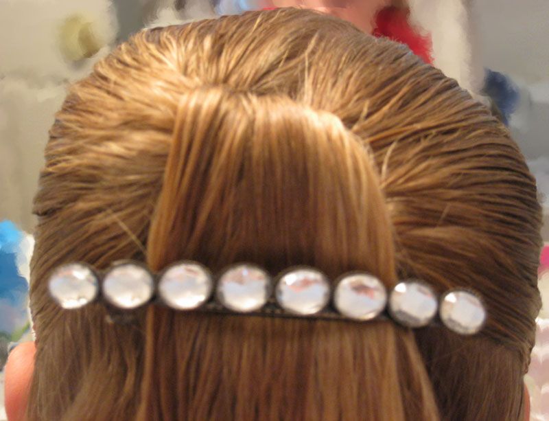 Elegant Barrette on Medium Brown Half Knot — Barrette Hairstyles 2027