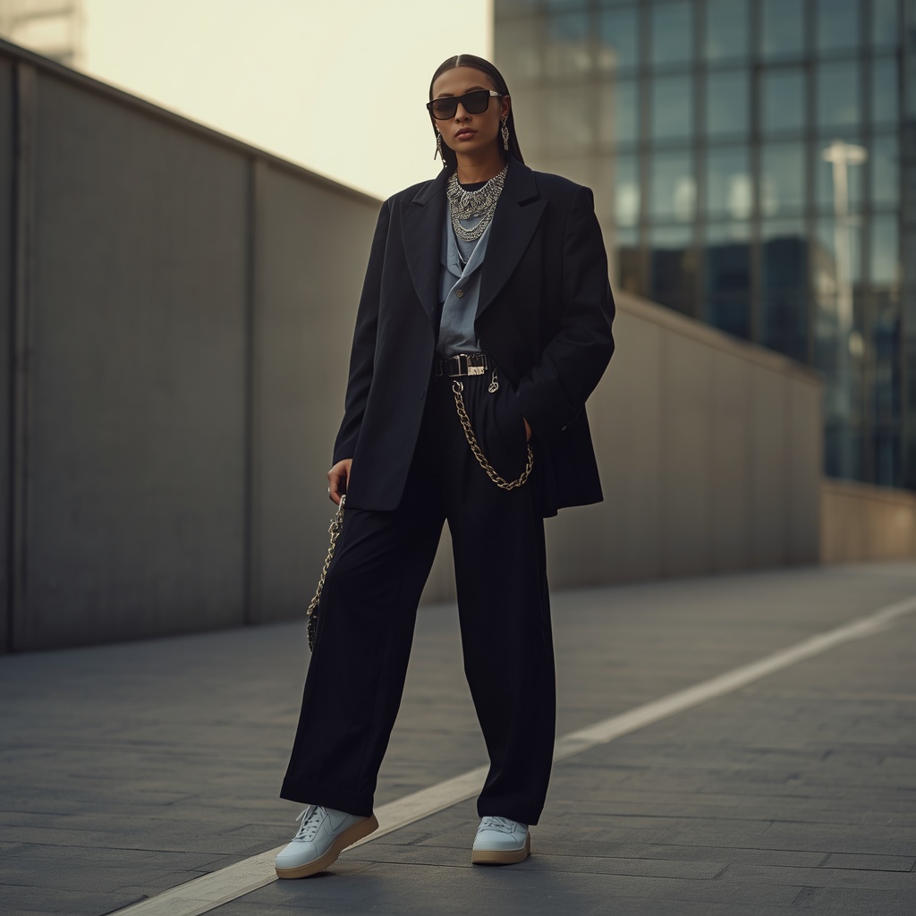 Monochromatic Edge: Oversized Blazer and Wide-Leg Pants Monochromatic Edge: Oversized Blazer and Wide-Leg Pants — Streetwear Outfits 2027