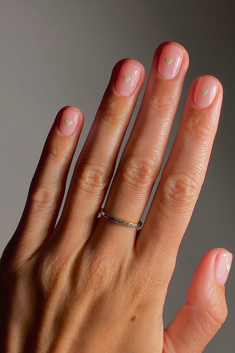 Heart Accent Sheer Pink Nude Square — Nude Summer Nails 2027