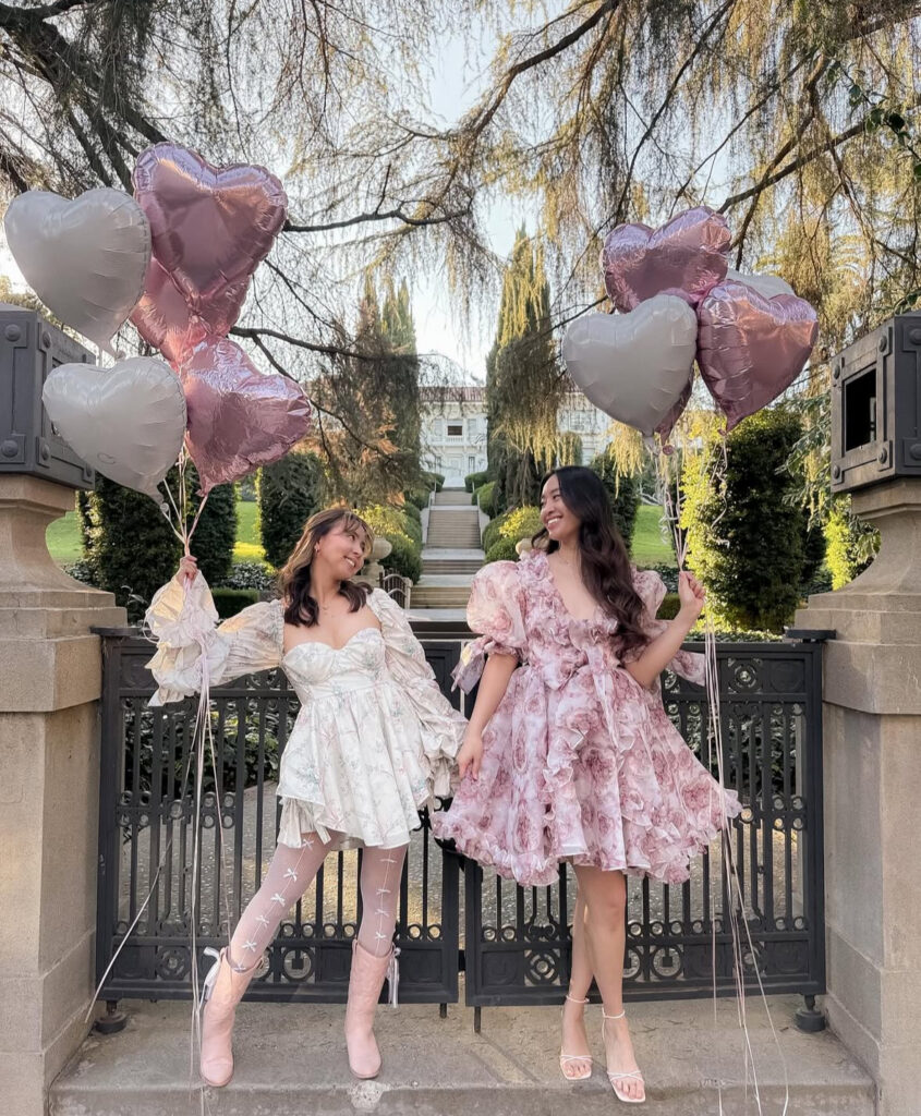 Whimsical Pink Floral Puff-Sleeve Dress for Galentines Whimsical Pink Floral Puff-Sleeve Dress for Galentines — Galentines Outfits 2027