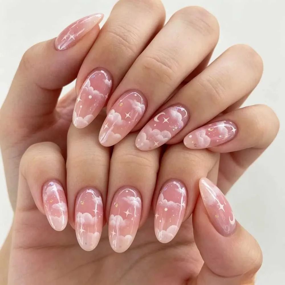 Cloud And Star Motifs On All Nails Visual Idea Cloud And Star Motifs On All Nails Visual Idea — Cloud Almond Nails 2027