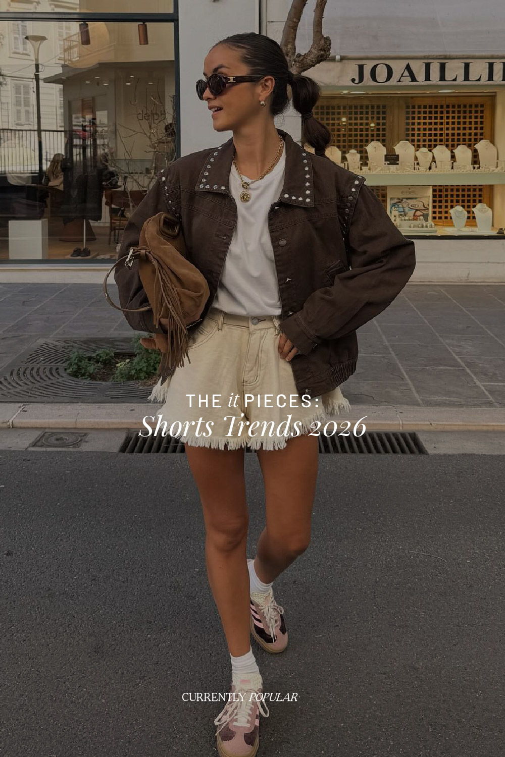 Cream Denim Shorts Styled with a Studded Jacket Cream Denim Shorts Styled with a Studded Jacket — Jean Shorts Outfits 2027