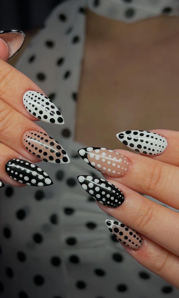 Long Stiletto Mixed Polka Dot Designs Long Stiletto Mixed Polka Dot Designs — Polka Dot Nails 2027