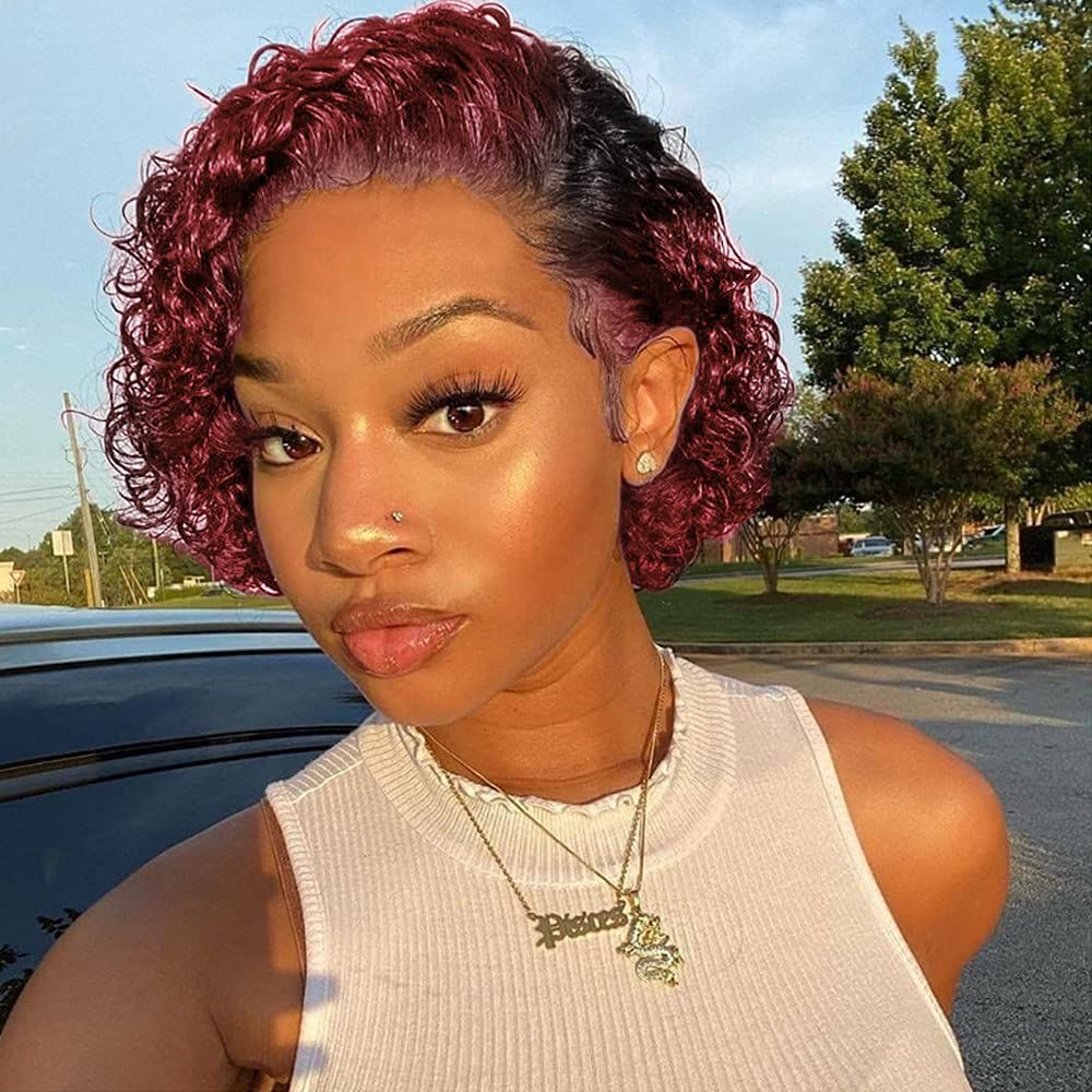Black and Burgundy Curly Ombre Pixie Black and Burgundy Curly Ombre Pixie — Ombre Pixie 2027