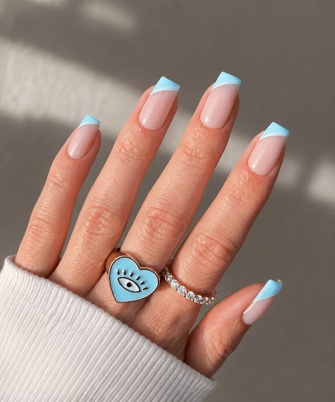 Pastel Blue French Tips Medium Square Pastel Blue French Tips Medium Square — French Tip Nails 2027 for Short Nail Beds