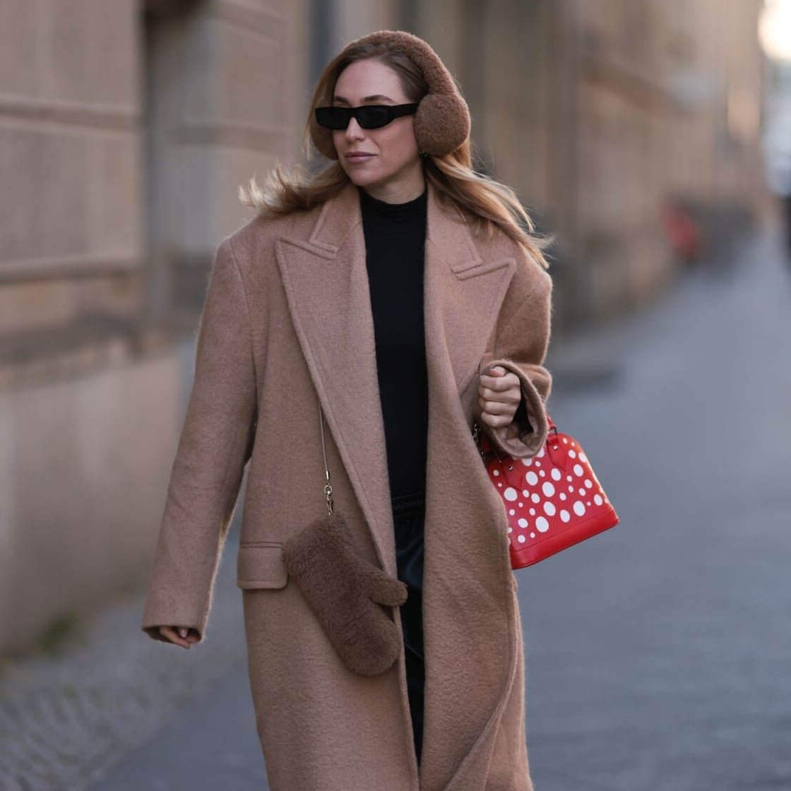 Cozy Winter Style Featuring Fluffy Earmuffs and a Red Handbag Cozy Winter Style Featuring Fluffy Earmuffs and a Red Handbag — Winter Accessories Outfits 2027