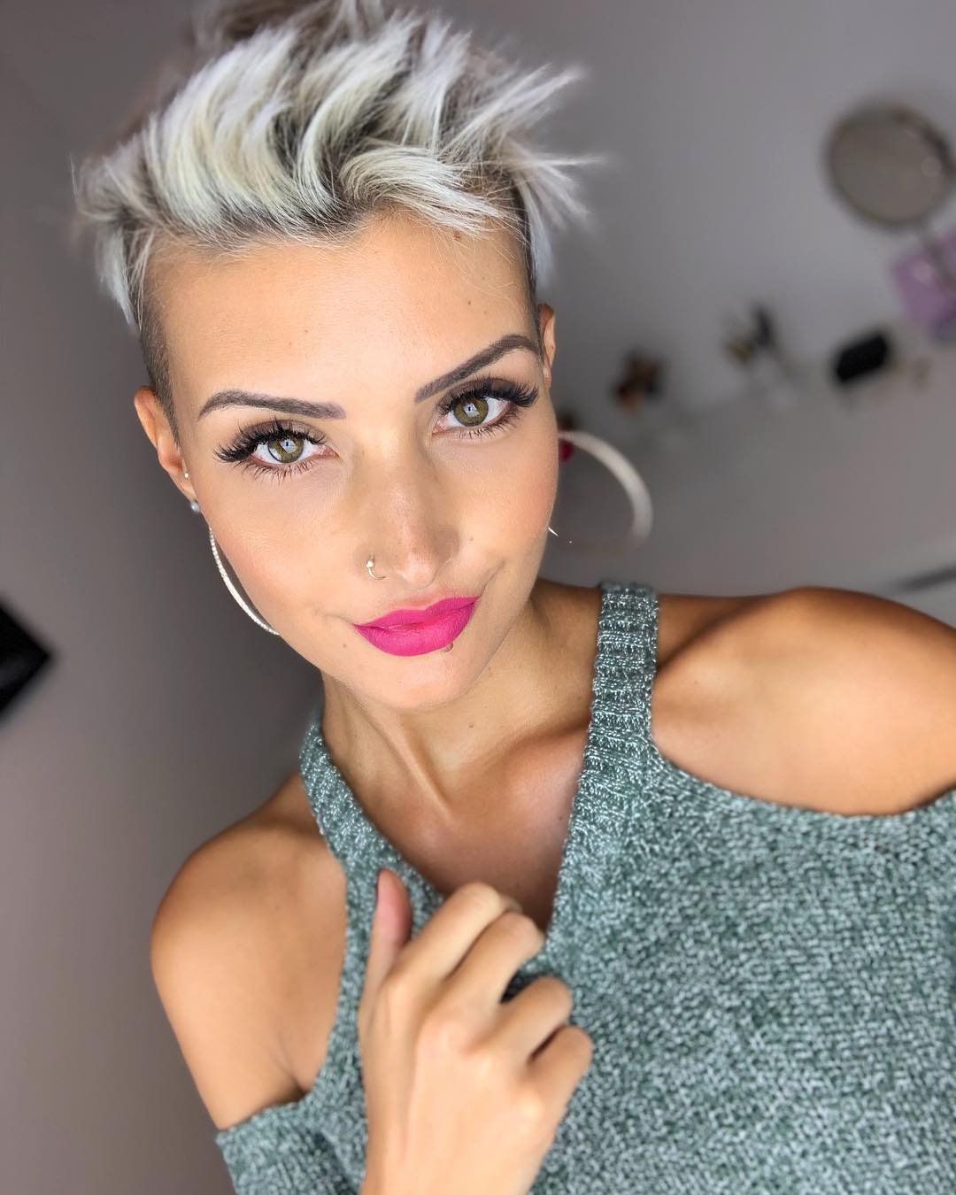 Platinum Blonde Undercut With Dark Roots — Hair Color 2027 for Hazel Eyes