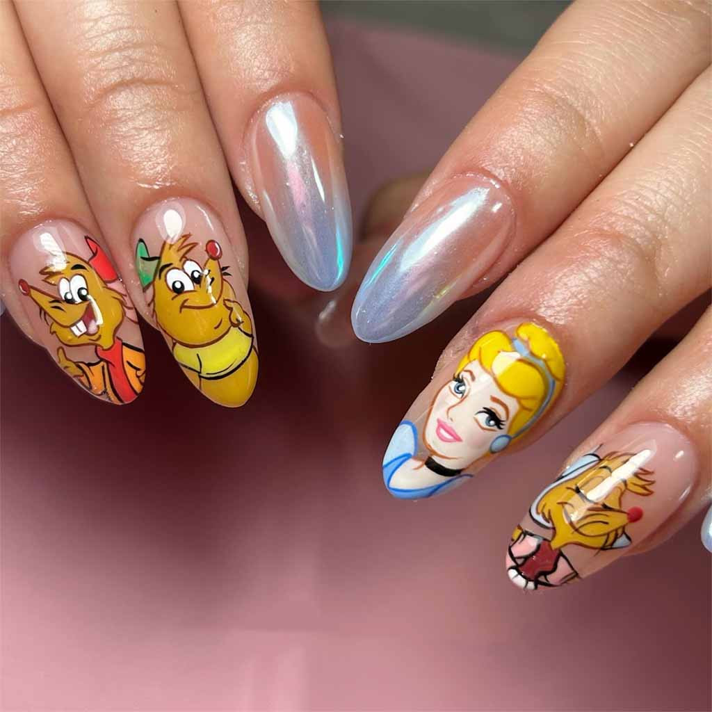 Cinderella Clear Almond Nails Cinderella Clear Almond Nails — Princess Disney Nails 2027