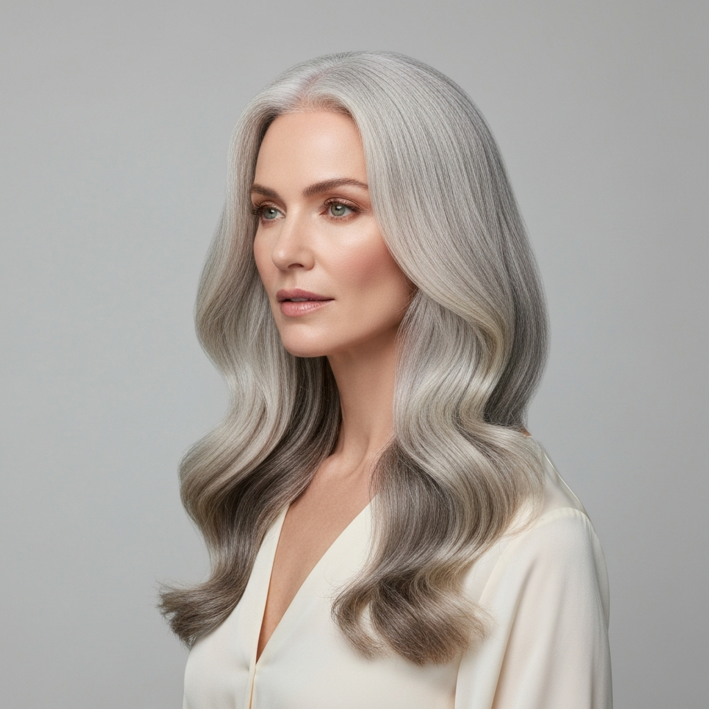 Side View Visual Idea Side View Visual Idea — Balayage on Gray Hair 2027