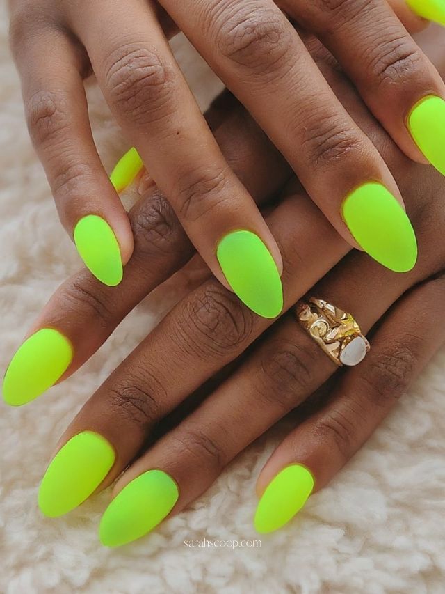 Vibrant Neon Green Matte Almonds Vibrant Neon Green Matte Almonds — Neon Matte Nails 2027