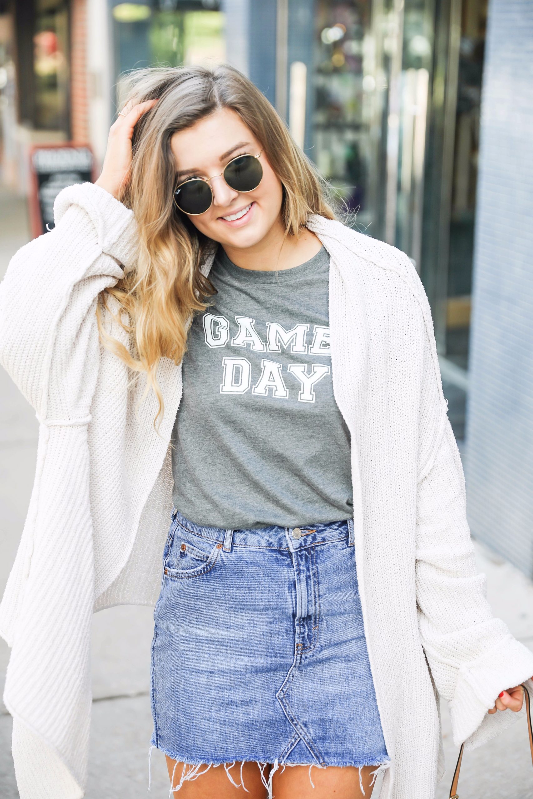 Layered Comfort: Graphic Tee and Cardigan — Game Day Outfits 2026