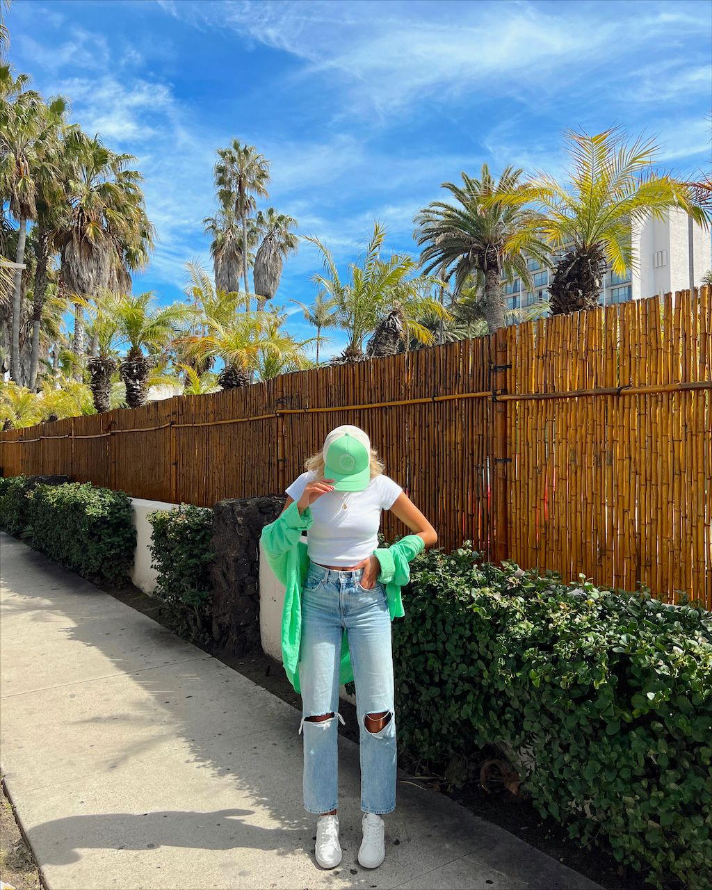 Ripped Jeans with Bright Green Cardigan Ripped Jeans with Bright Green Cardigan — California Outfits 2027