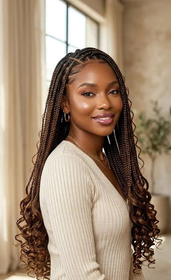 Dark Brown With Lighter Brown Highlights Visual Idea Dark Brown With Lighter Brown Highlights Visual Idea — Knotless Braids 2027 for Round Face