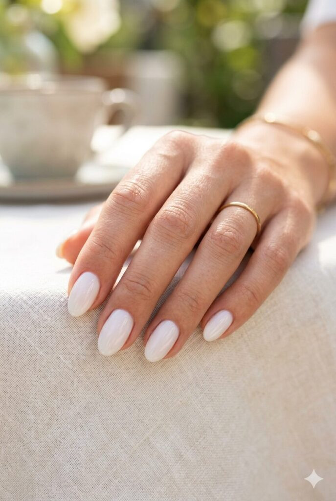 Classic Glossy Off-White Ovals Classic Glossy Off-White Ovals — Summer Nails 2027