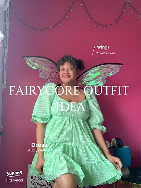 Mint Green Gingham Babydoll Dress with Fairy Wings — Fairycore Outfits 2027