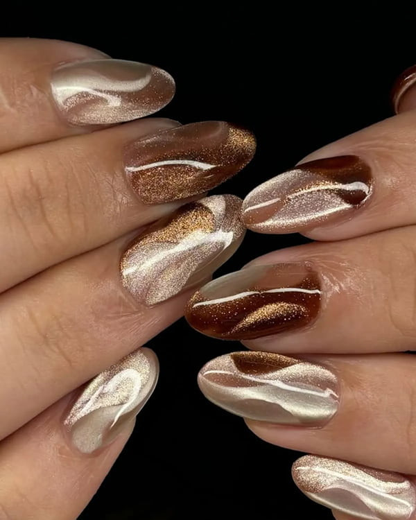 Nude Shimmer Cat-Eye Swirls Nude Shimmer Cat-Eye Swirls — Swirl Nails 2027