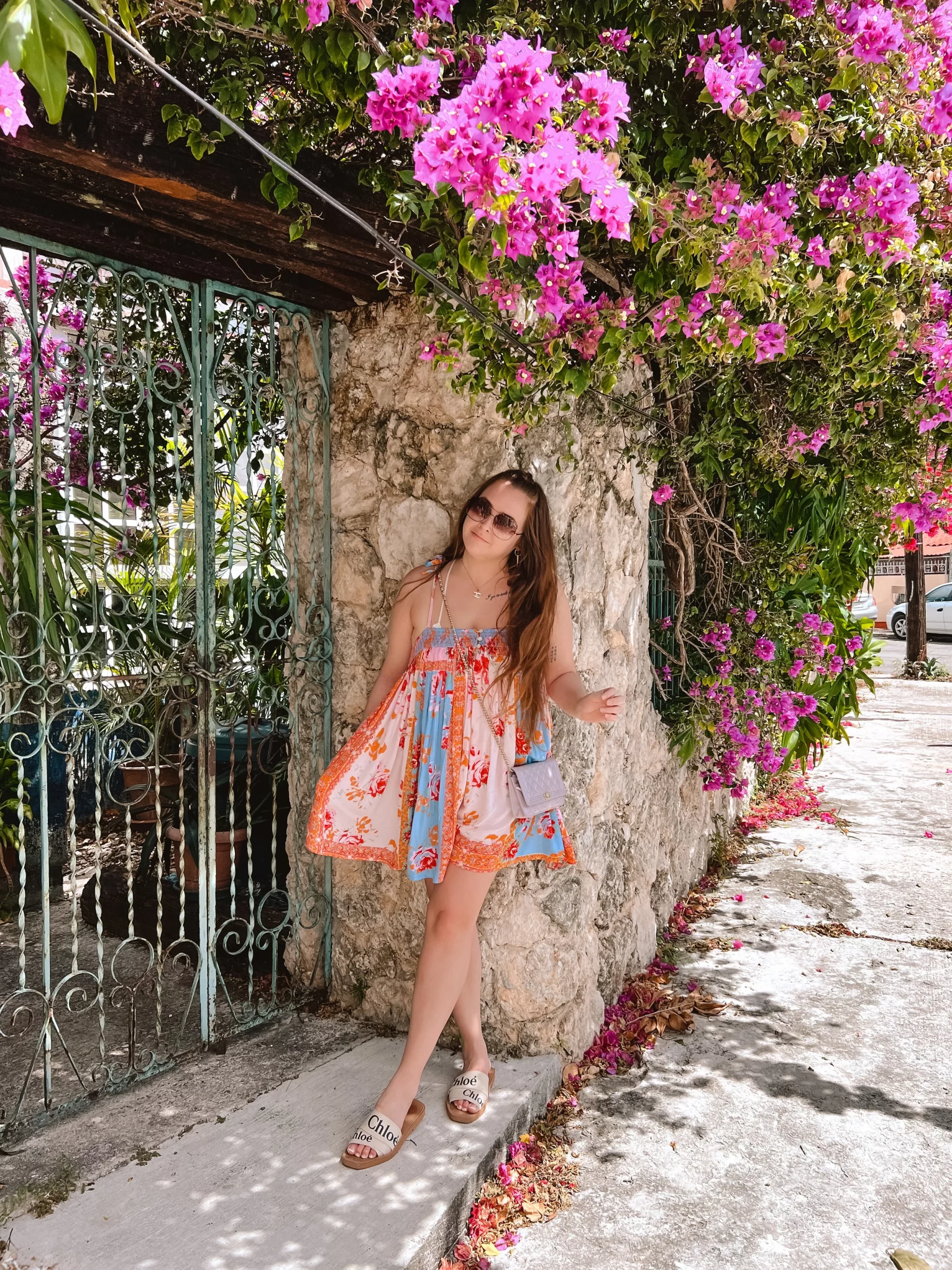 Flat Sandals Floral Print Mini Dress for Daytime Vacation Fun — Cancun Outfits 2027