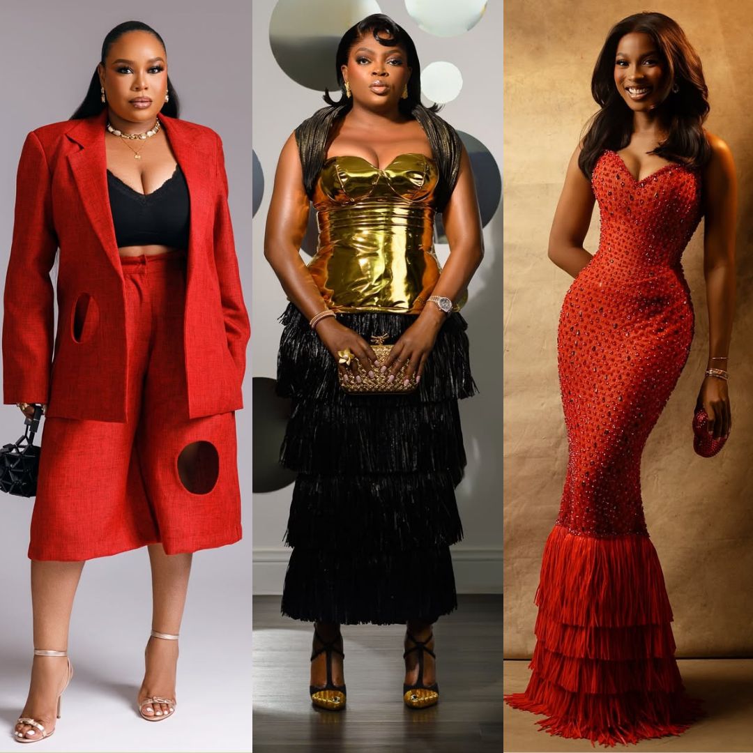 Diverse Birthday Party Outfits: Red Suit, Fringe Skirt, Beaded Gown — 40th Birthday Outfits 2027