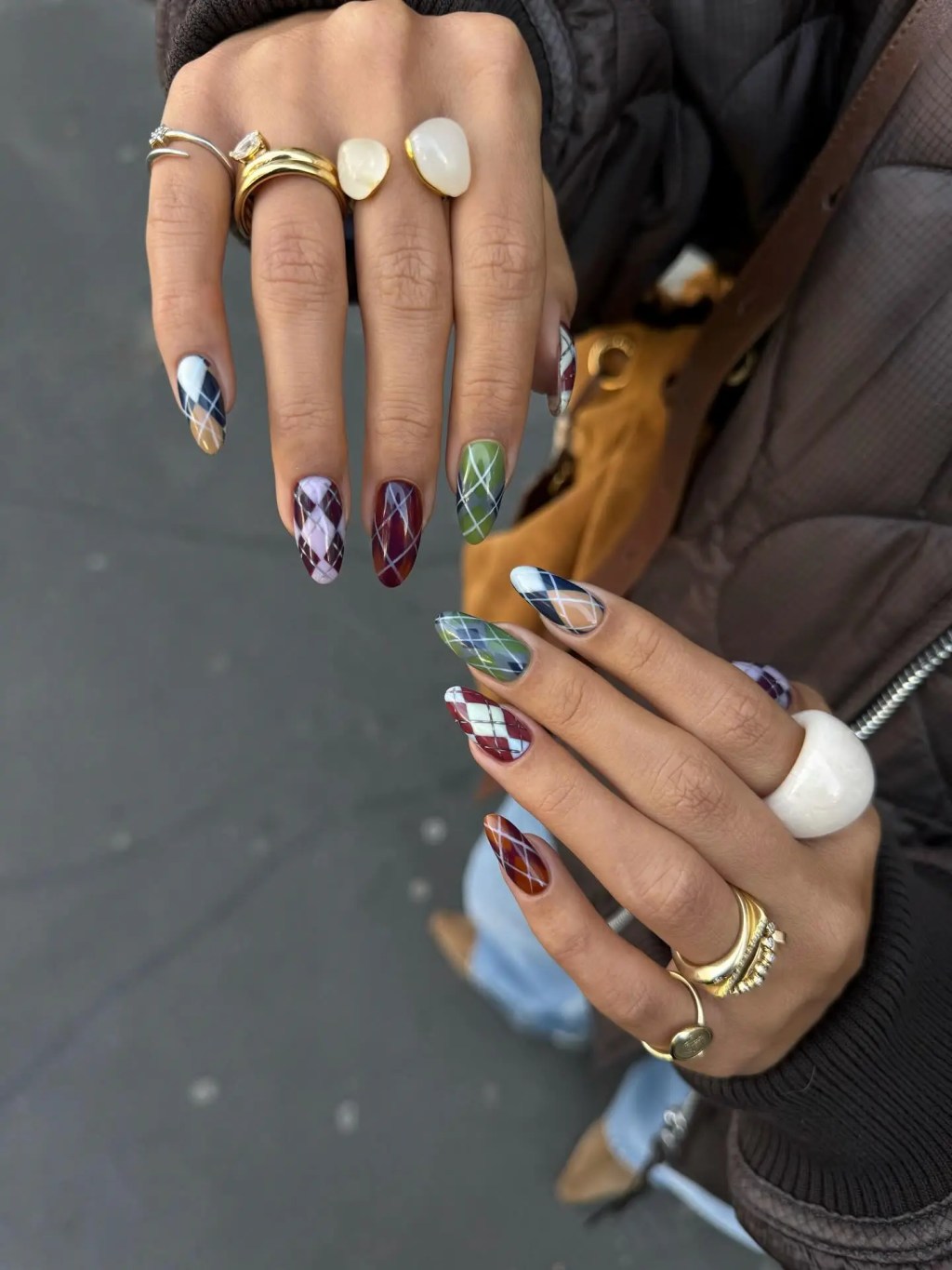 Plaid Pattern Medium Almond Nails Plaid Pattern Medium Almond Nails — Short Fall Nails 2026