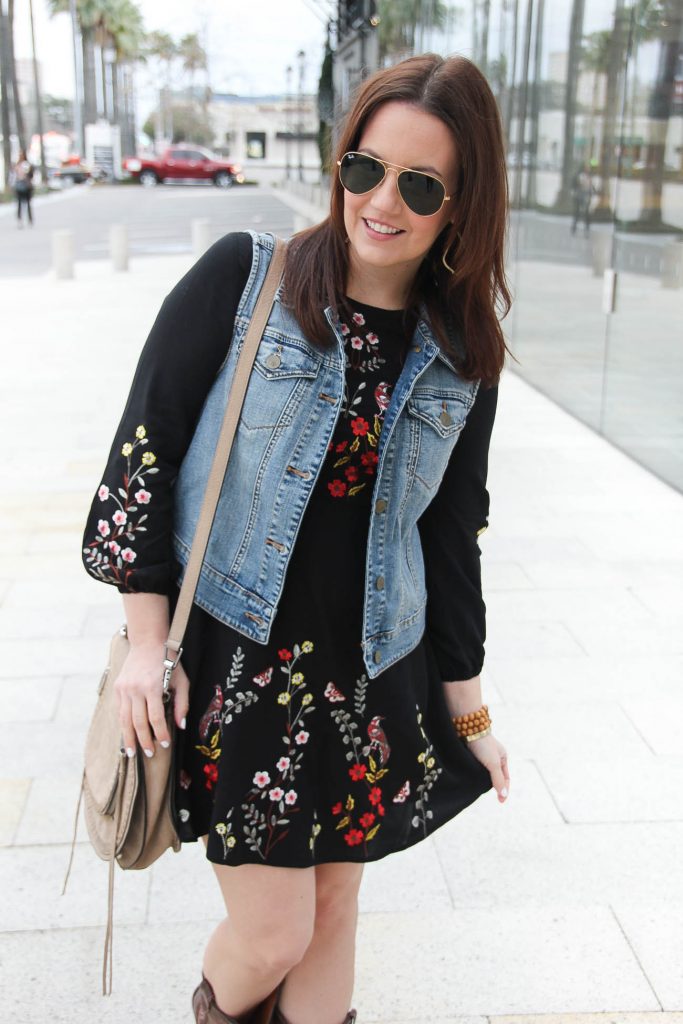 Embroidered Dress with Denim Vest and Cowboy Boots Embroidered Dress with Denim Vest and Cowboy Boots — Rodeo Outfits 2027