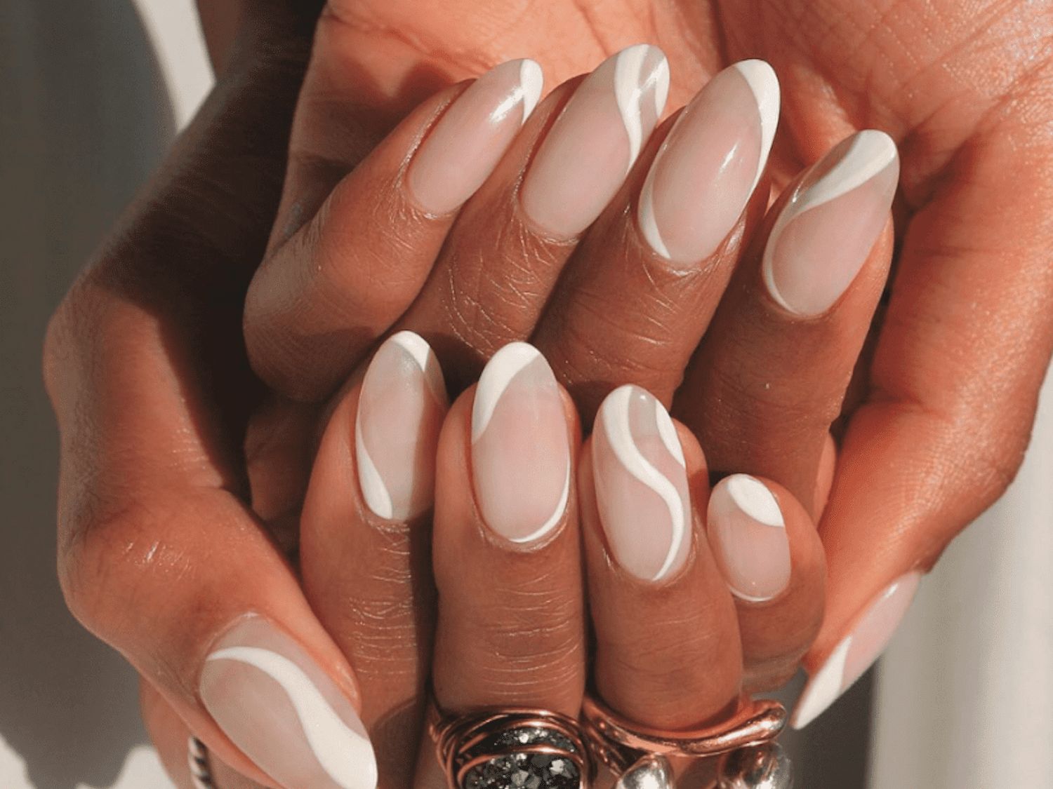 Milky Pink with White Curved Lines Milky Pink with White Curved Lines — Realtor Nails 2027