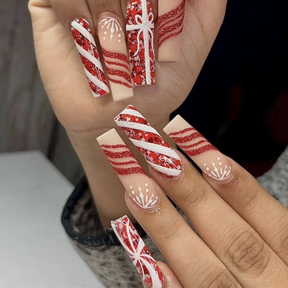 Clean Lines Even Application Visual Idea — Long Christmas Nails 2026
