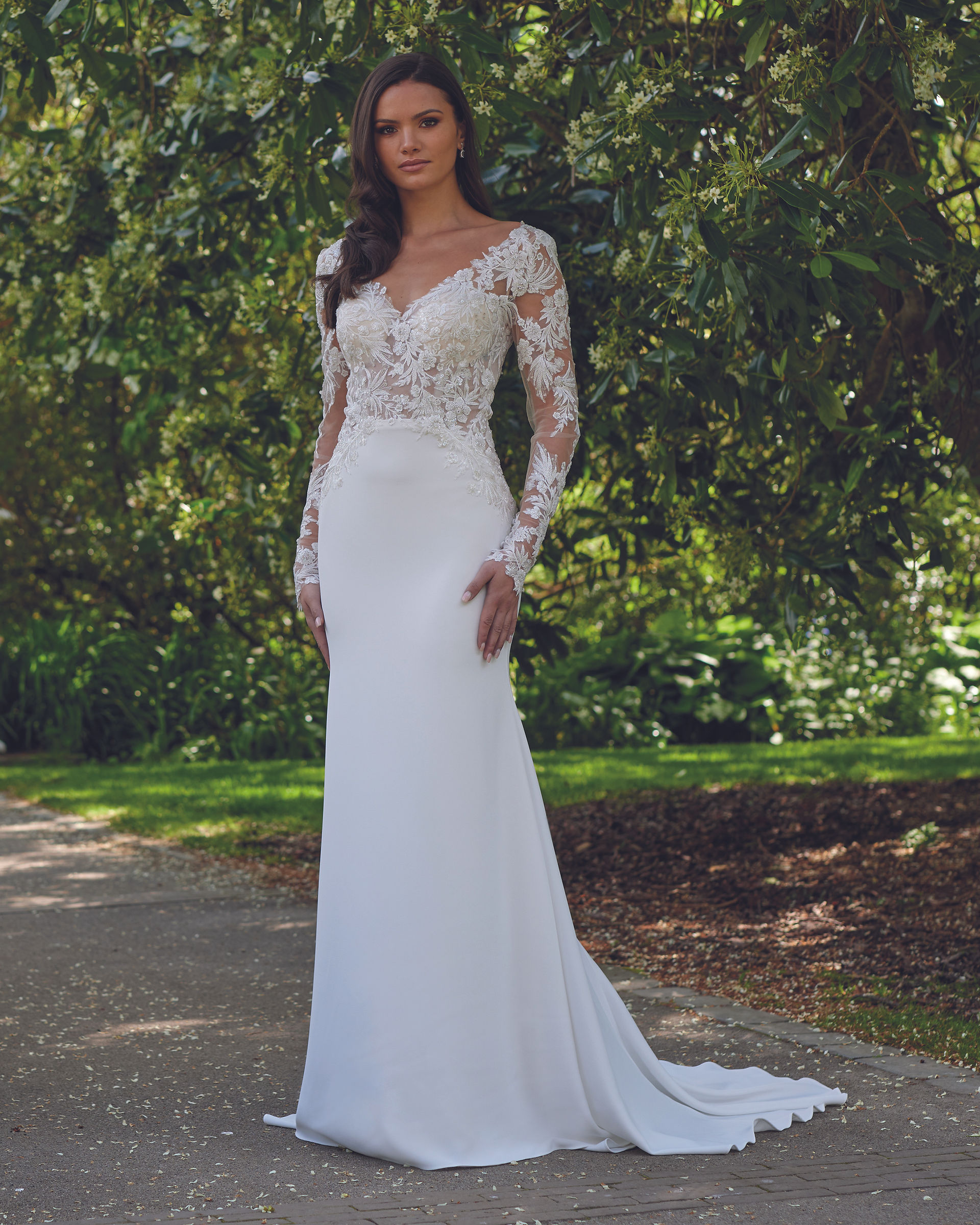 Lace Artistry: Long Sleeves on Fit-and-Flare Dress — Wedding Dress Trends 2027