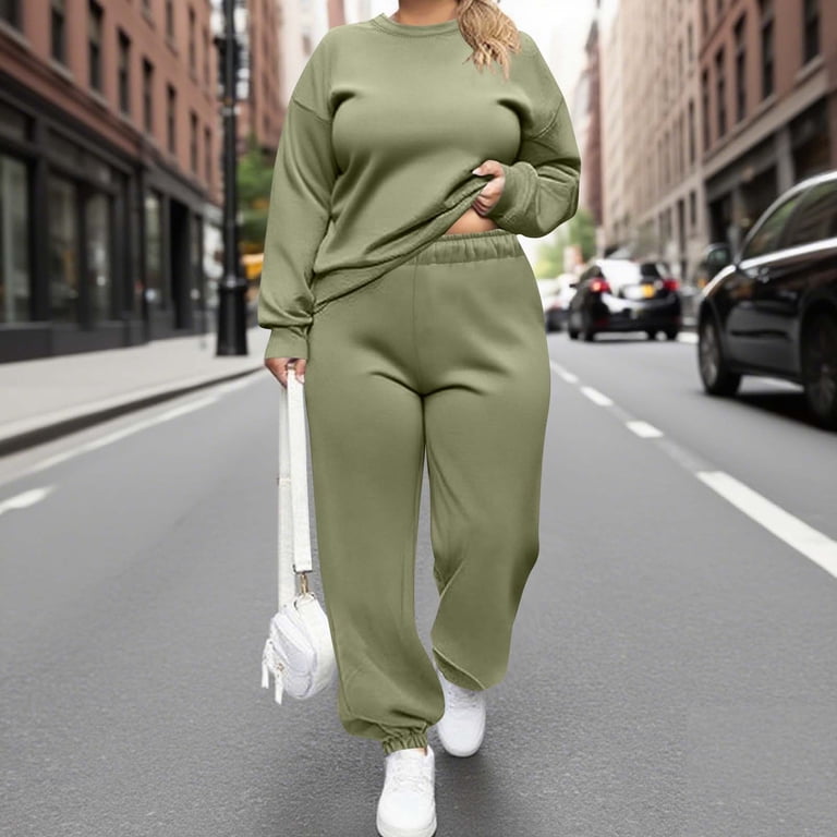 Casual Army Green Sweat Set for Loungewear — Curvy Outfits 2027