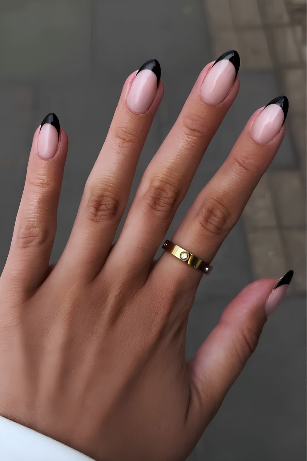 Sharp Black French Almond Nails Sharp Black French Almond Nails — Fall French Tip Nails 2026