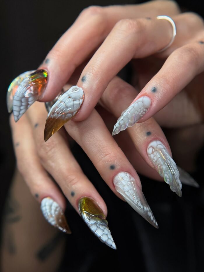 Glossy With Textured Elements Visual Idea Glossy With Textured Elements Visual Idea — Snake Print Nails 2027